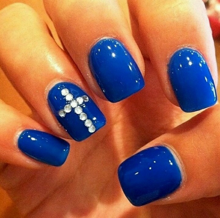 Dark Blue Nails with Designs