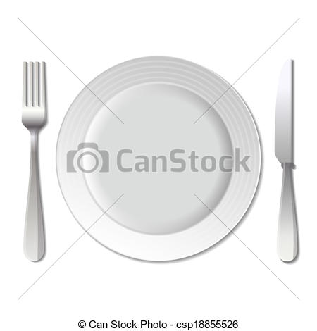Dinner Plate Fork Knife Clip Art