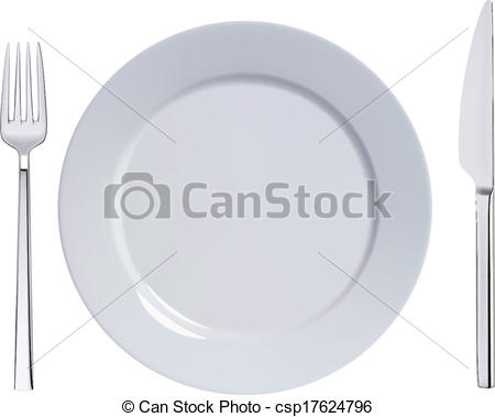 Dinner Plate with Fork and Knife Clip Art