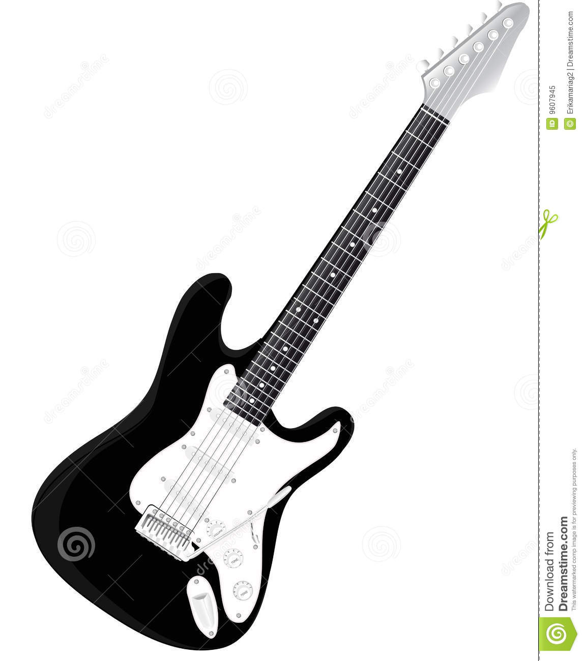 Electric Guitar Black and White Vector