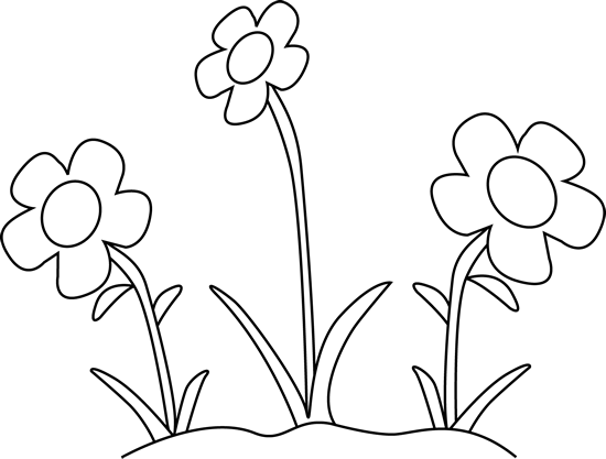 Flower Garden Clip Art Black and White