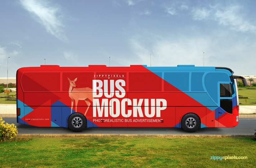 Free Psd Mockup Bus Advertising