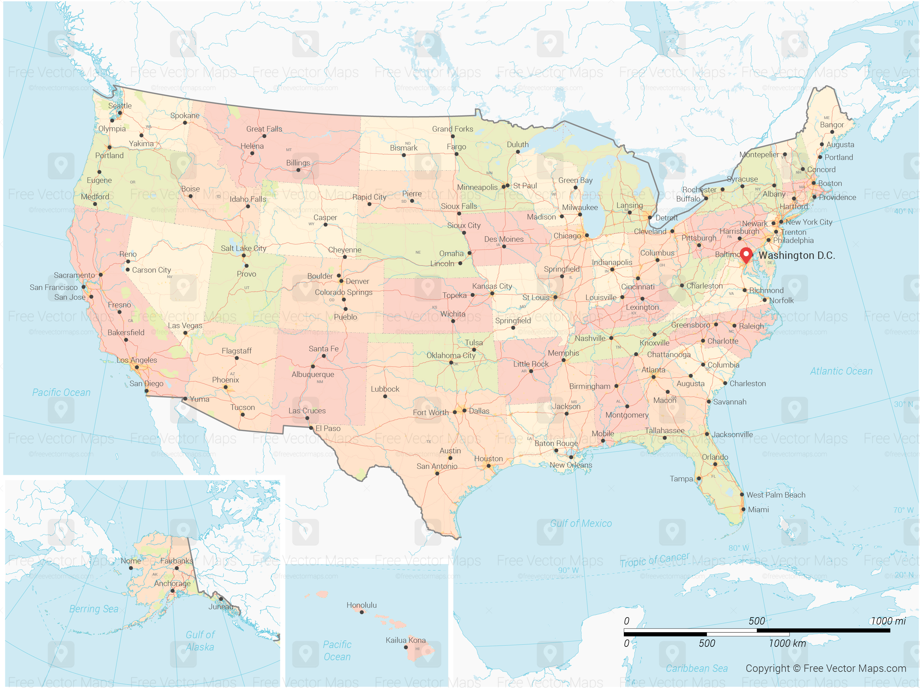 Free Vector United States Map