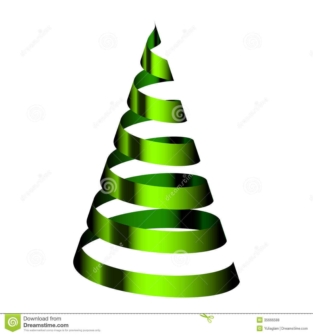 Green Christmas Tree with Ribbon
