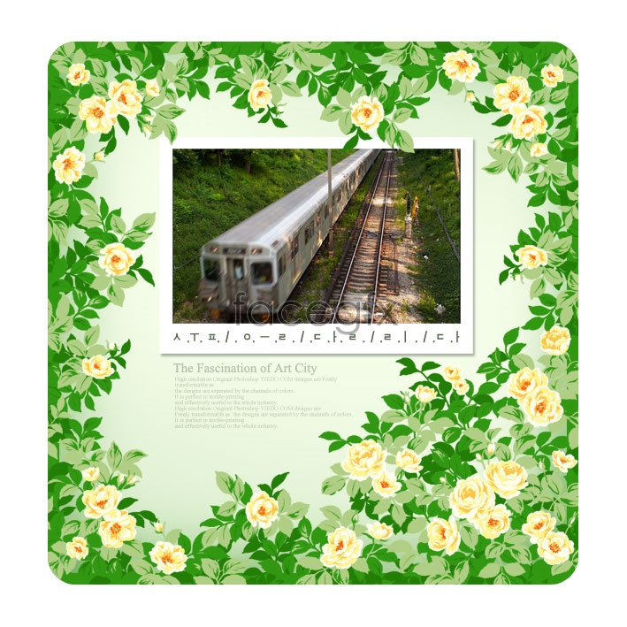 Green Flower Frames Psd