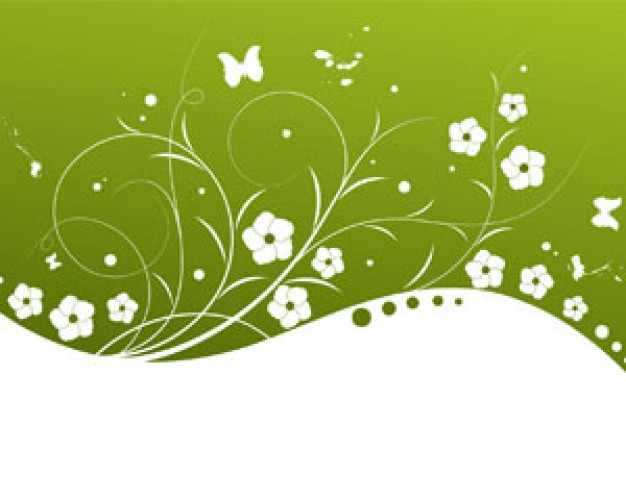 Green Flowers Vector Background