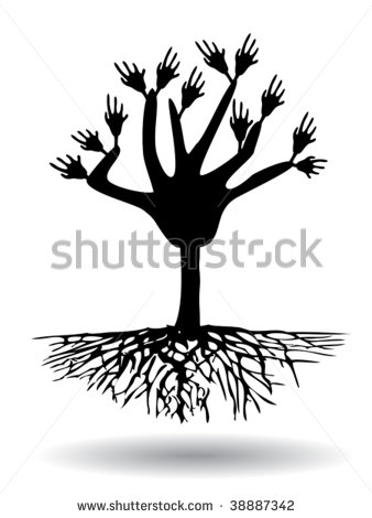 Hand Holding Tree with Roots