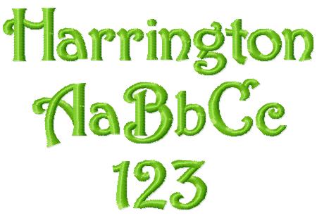 Harrington Embroidery Font