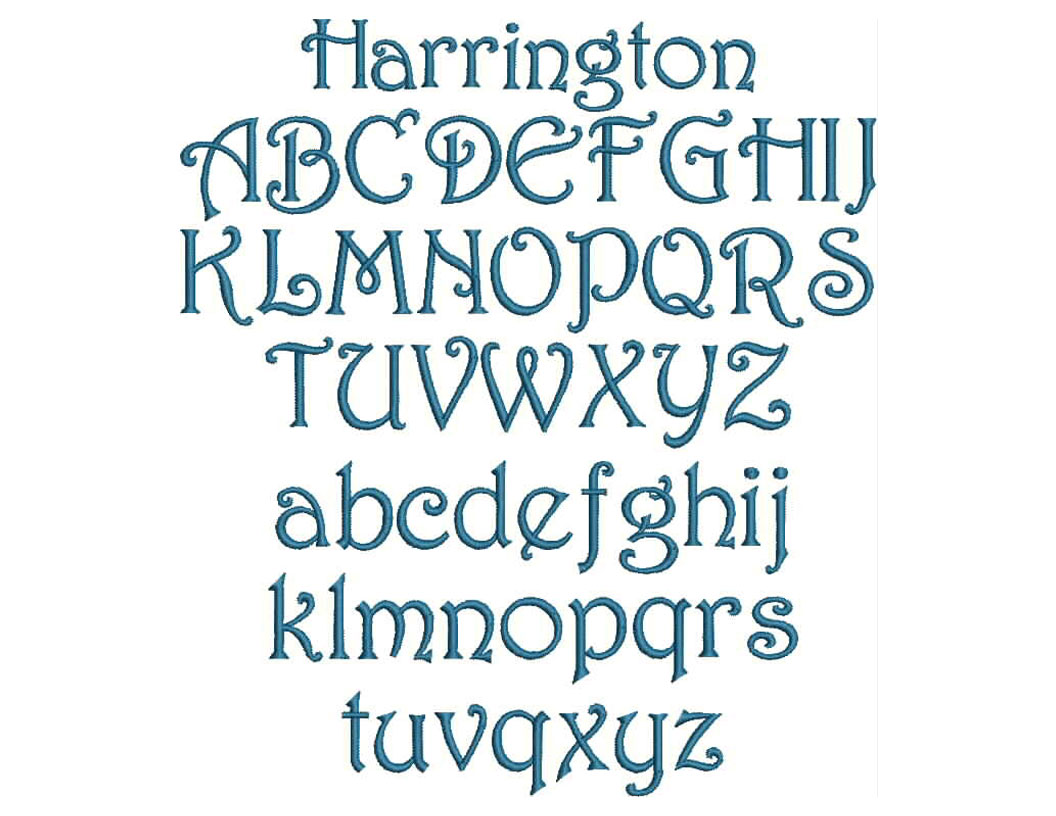 Harrington Embroidery Font