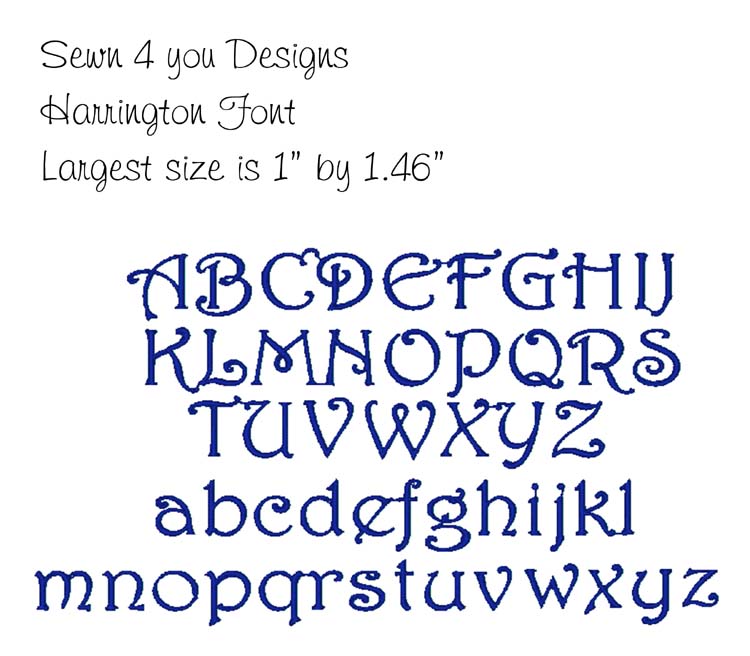 Harrington Embroidery Fonts Designs