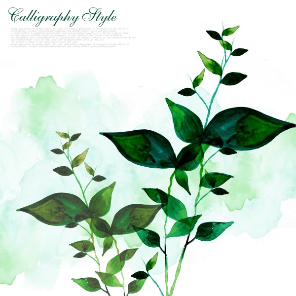 Leaves Watercolor Flowers