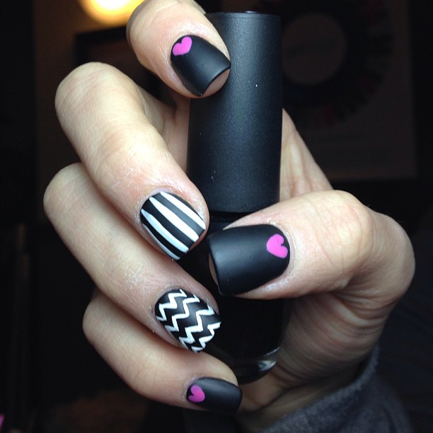 Matte Black and White Nail Designs