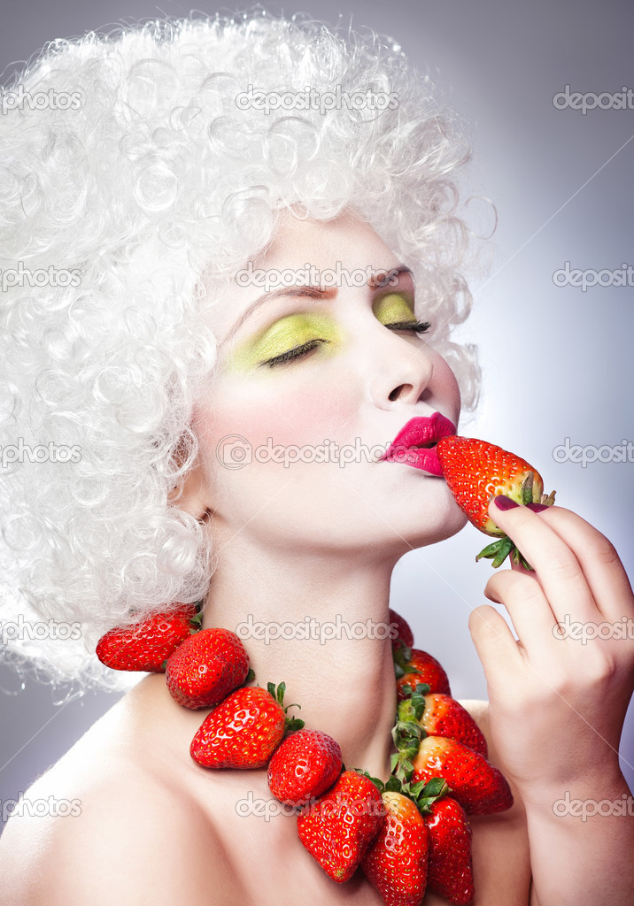 Model with Strawberries