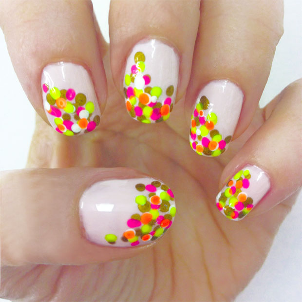 Neon Confetti Nails