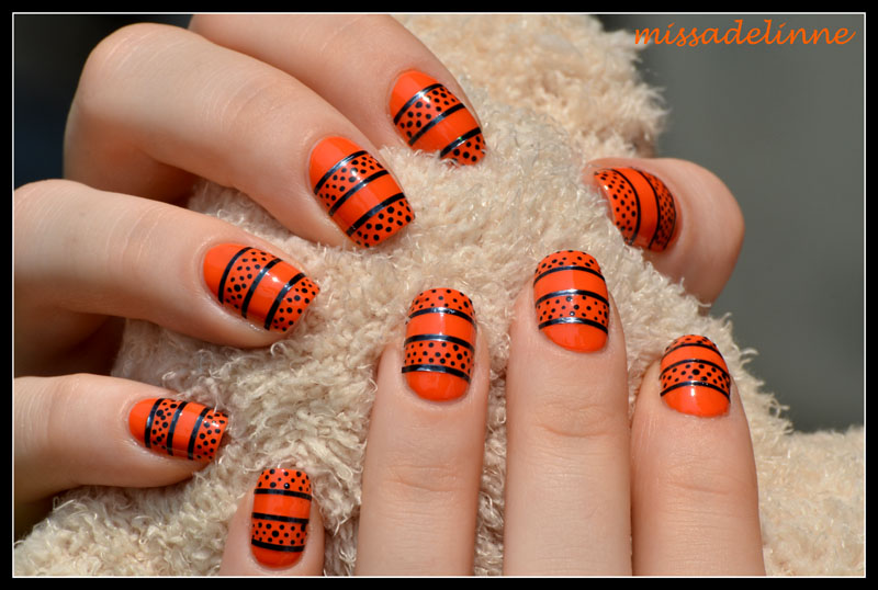 Orange and Black Nail Art