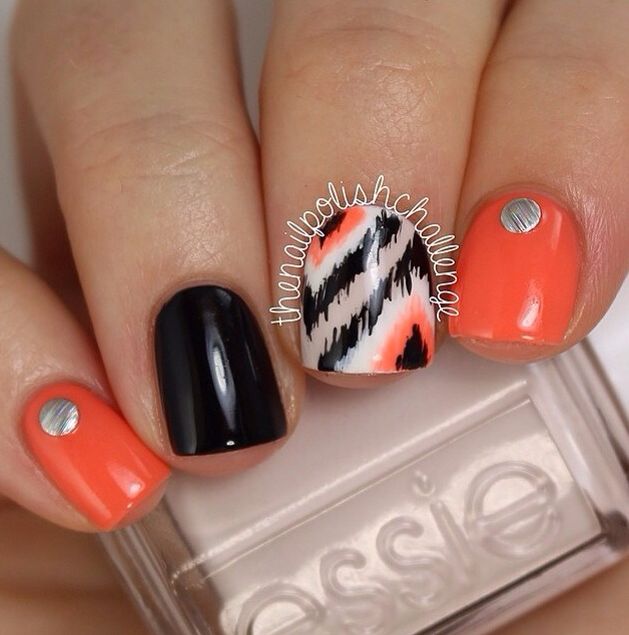 Orange and Black Nail Designs