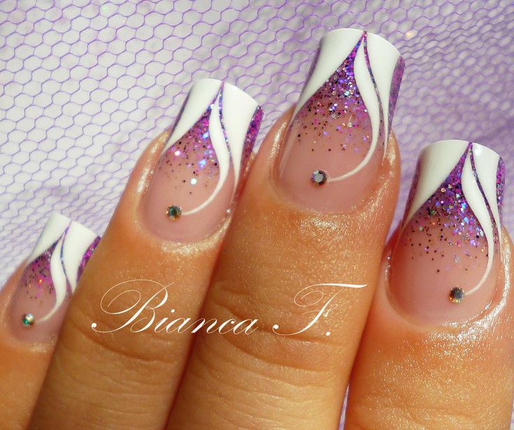 Purple Glitter Nail Art