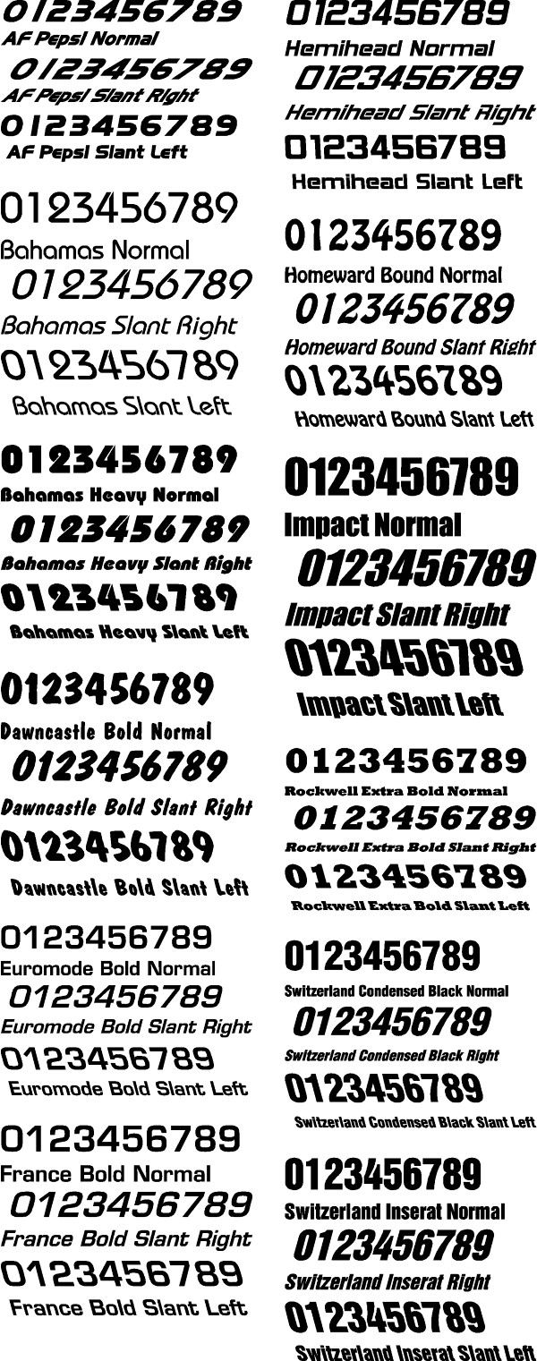 Race Car Number Fonts