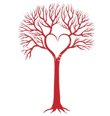 Red Heart Tree Vector