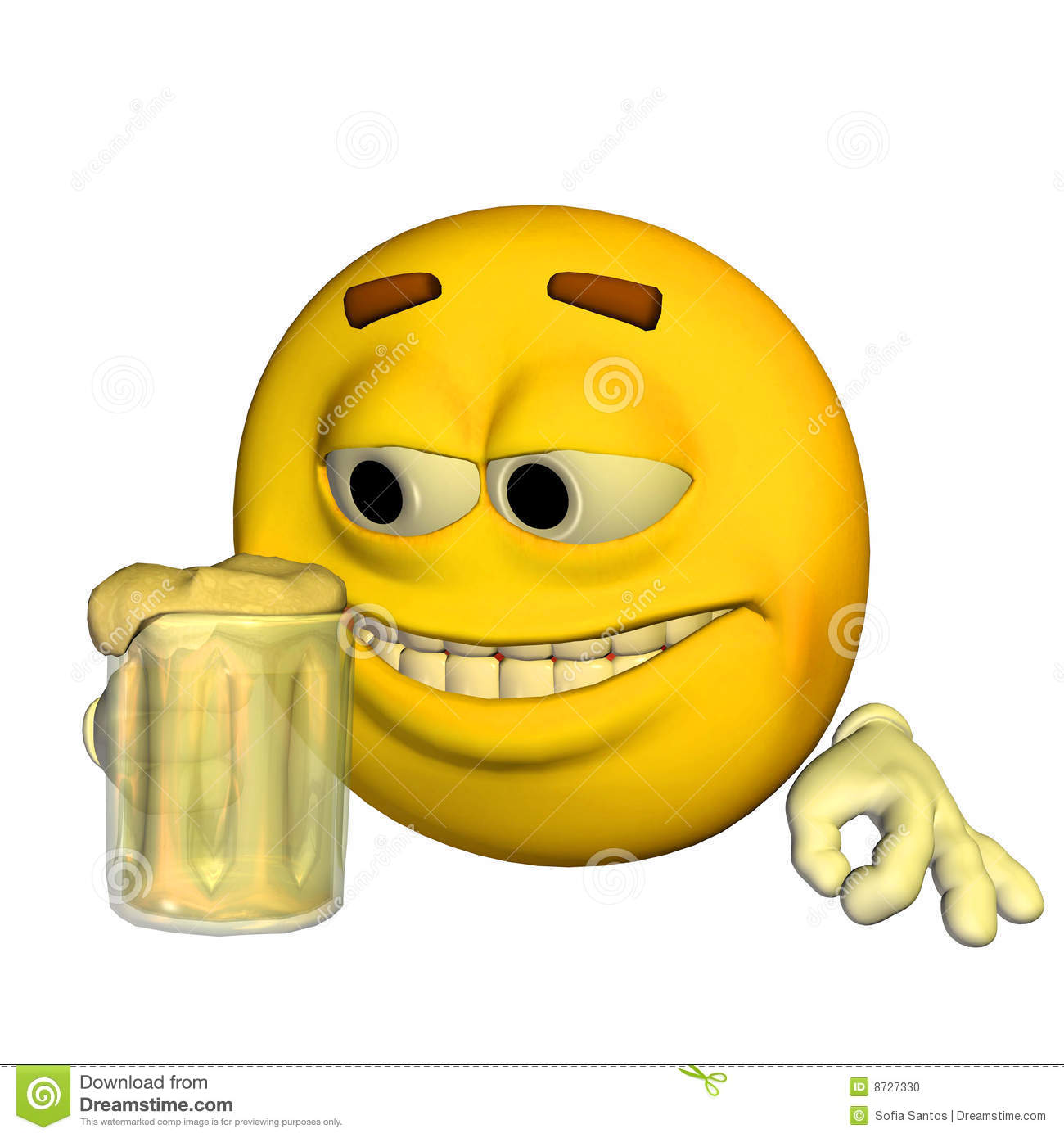 Smiley-Face Drinking Beer