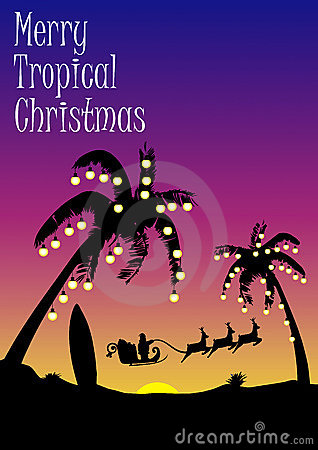 Tropical Merry Christmas Clip Art