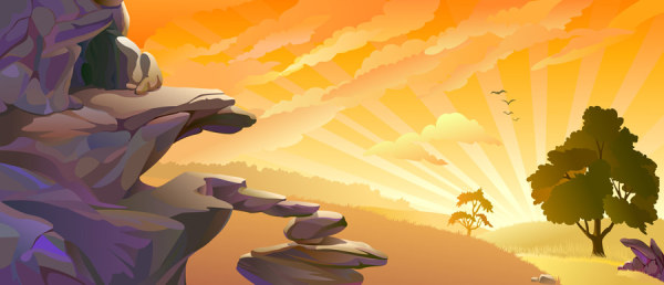 Vector Sunset Landscape