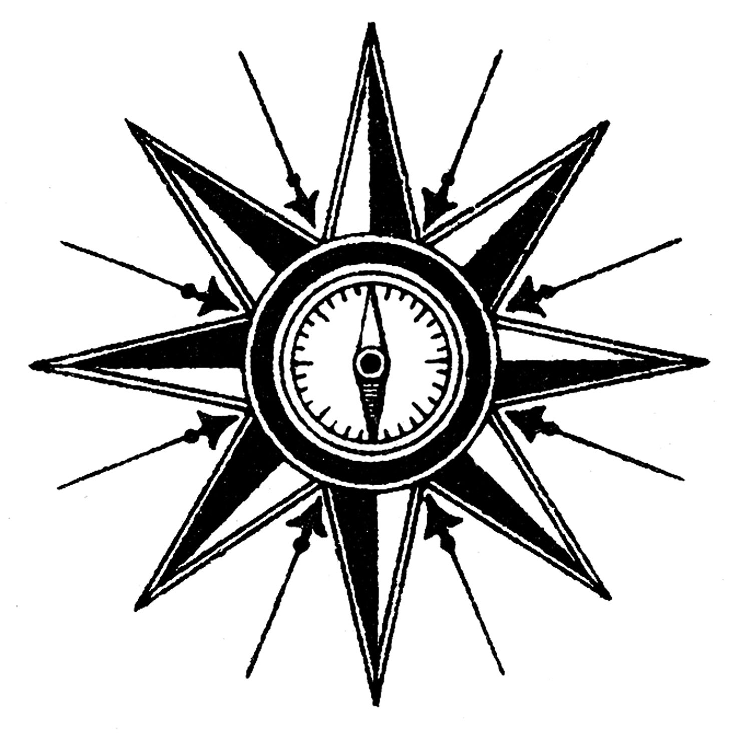 Vintage Compass Rose Clip Art