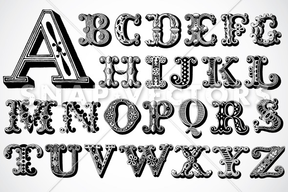 Vintage Font Alphabet Letters