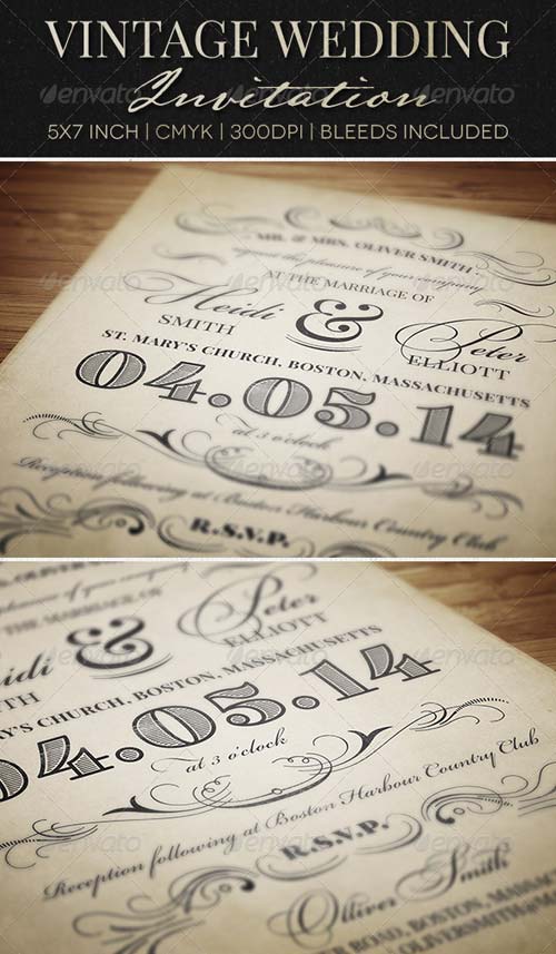 Vintage Wedding Invitation Templates Free Download