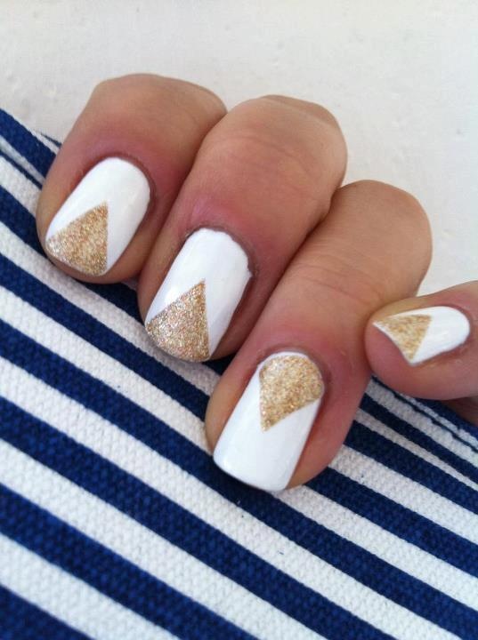 White and Gold Nails