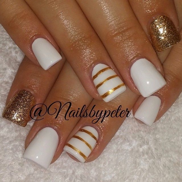 White and Gold Nails