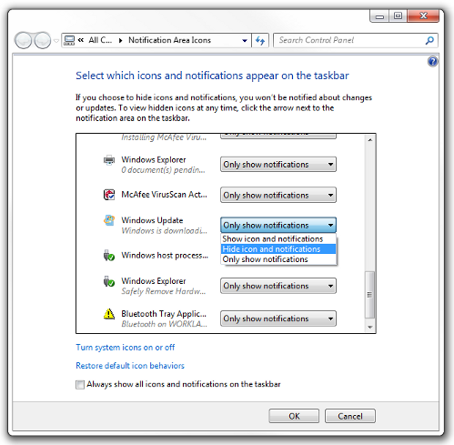 Windows 7 Notification Area Icons