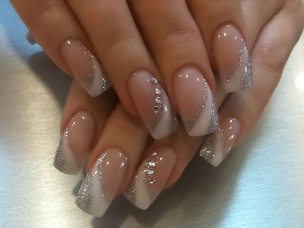 Acrylic Nail Designs with Rhinestones