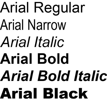 Arial Font Family