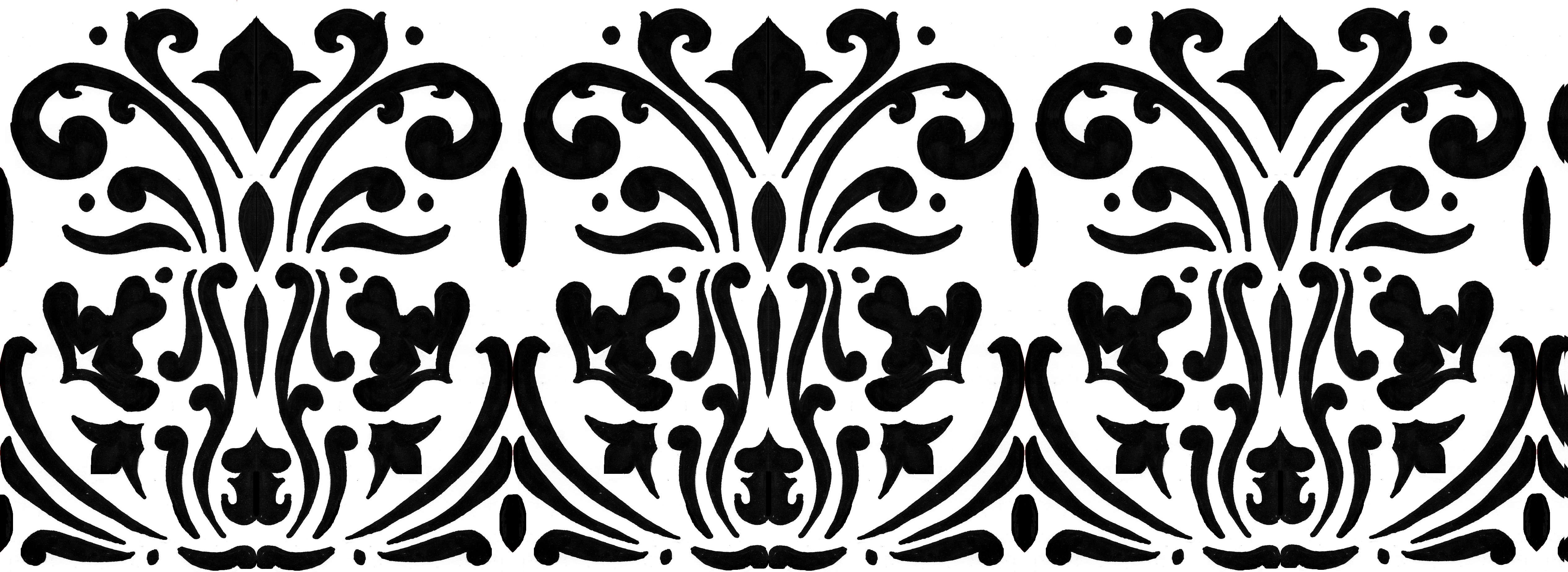 Black Damask Border Clip Art