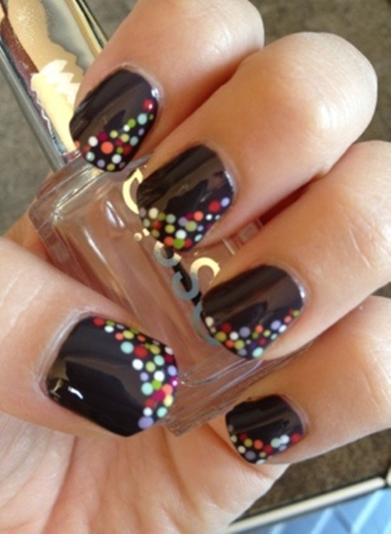 Black Nails with Polka Dots