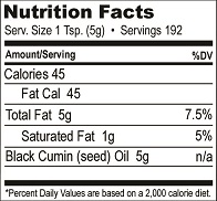 Black Seed Oil Nutrition Facts