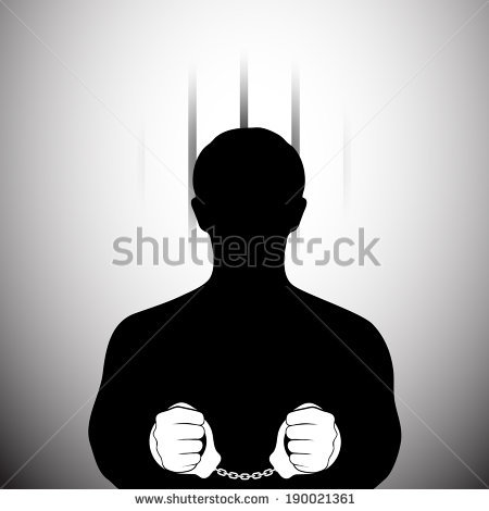 Black Silhouette of Men Behind Bars