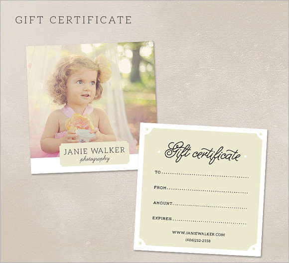 Blank Photography Gift Certificate Template