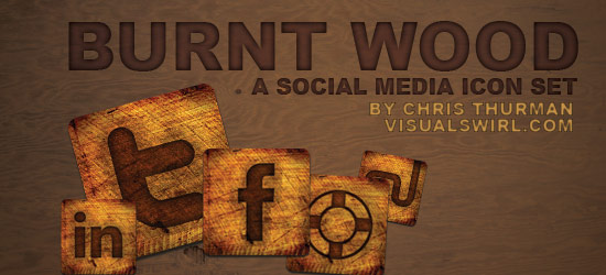 Burnt Wood Social Media Icons