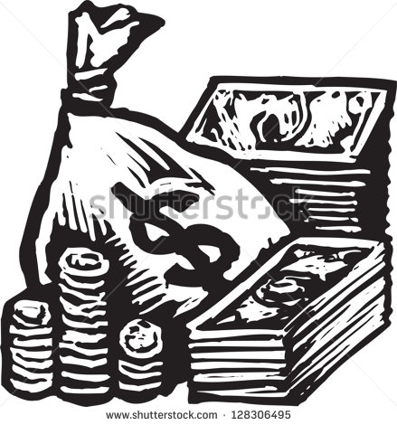 Cash Clip Art Black and White