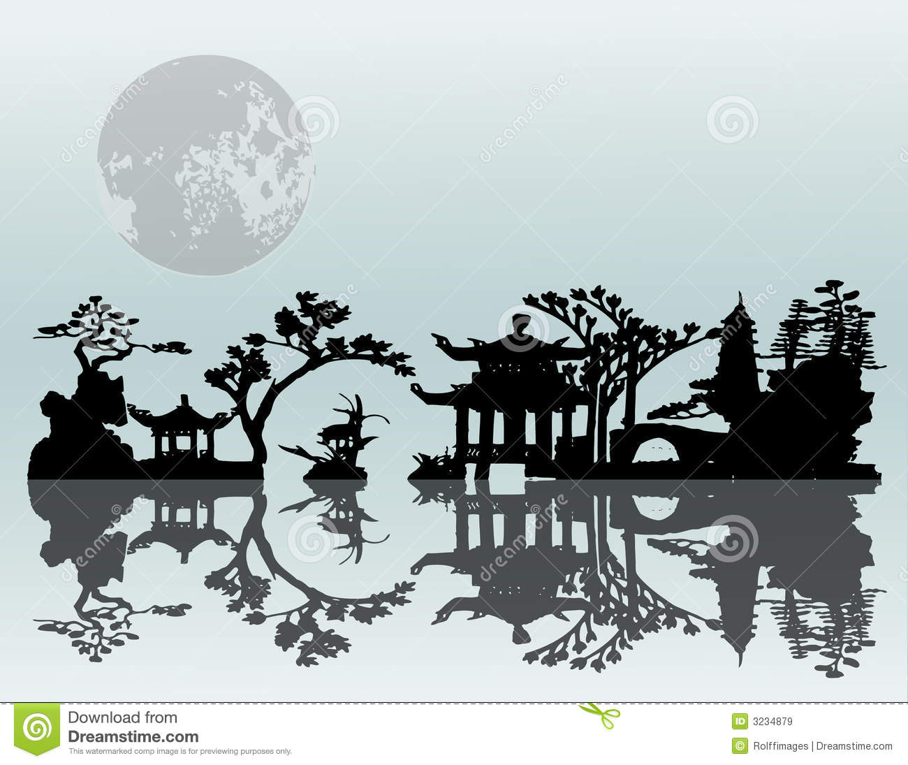 Chinese Landscape Silhouette Vector