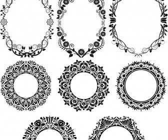 Floral Decorative Vector Round Frames