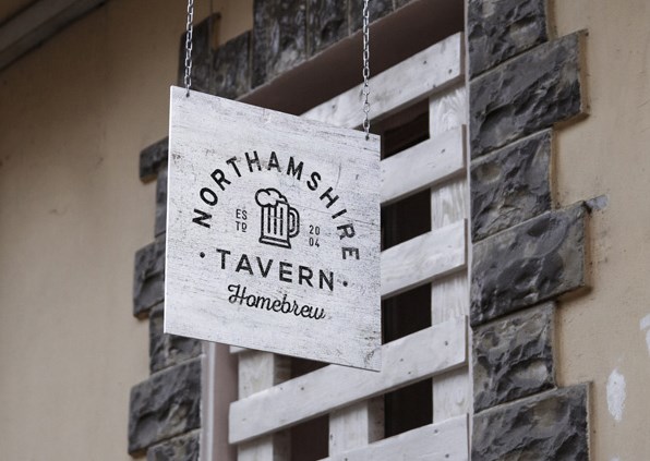 Free Wall Hanging Sign PSD Mockup Free Wall Hanging Sign PSD Mockup