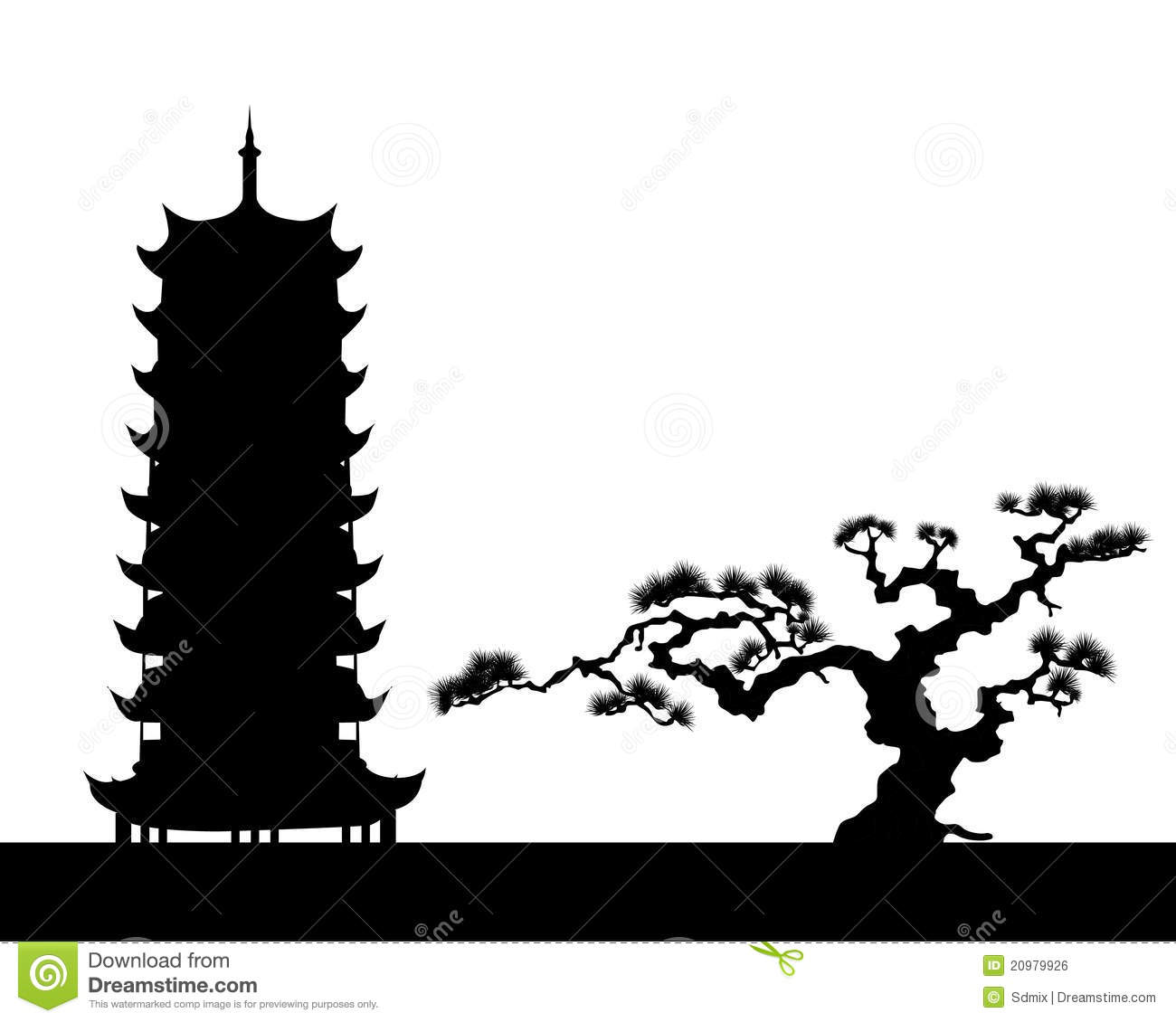 Japanese Landscape Silhouette Vector