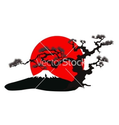 Japanese Landscape Silhouette Vector