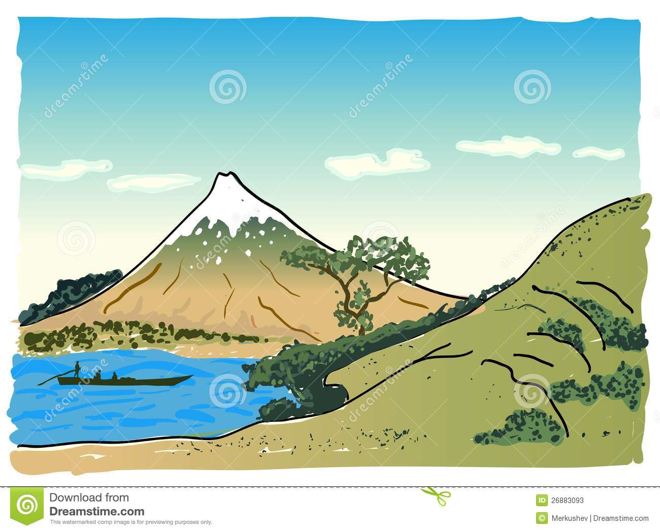 Japanese Mountain Illustration