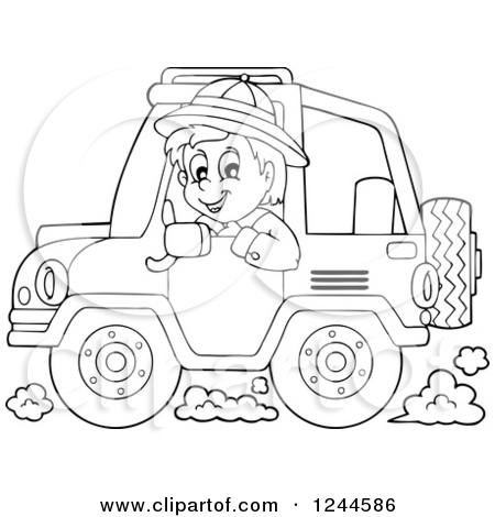 Jeep Clip Art Black and White Girl