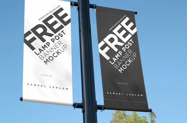 Lamp Post Banner Mockup