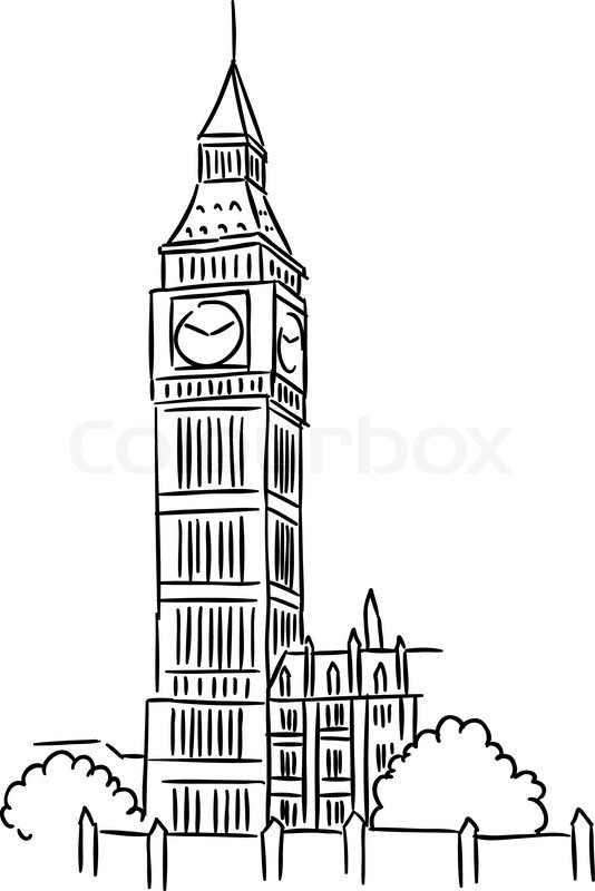 London Big Ben Cartoon Drawing